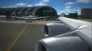 Lufthansa Airbus A340-600 takeoff in Dubai