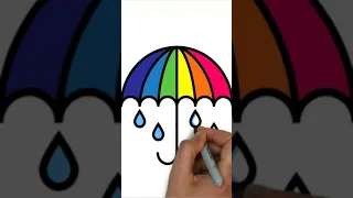 #shorts Как нарисовать зонтик с каплями дождя легко и просто, красивые рисунки для детей и малышей