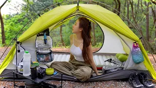 Solo Camping Small New Tent  l cozy and secret adventure in the mountains ASMR