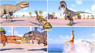 T-REX Team, Indominus Rex, Blue & Raptors, 2x Giganotosaurus 🦖 Jurassic World Evolution 2 Animations