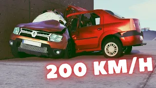 Renault/Dacia Duster VS Renault/Dacia Logan 💥 200 KM/H 💥 BeamNG.Drive CRASH test