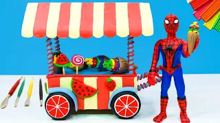 Making Spiderman vs Ice Cream Car with Clay 💀 Ice Cream Superheroes 💀 Polymer Clay Tutorial