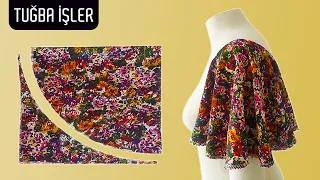 Very Easy and Beautiful Butterfly Sleeve (Flare Sleeve Cutting and Sewing) | Tuğba İşler