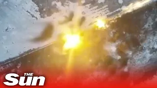 Ukrainian forces blow up Russian multiple rocket launcher in huge explosion