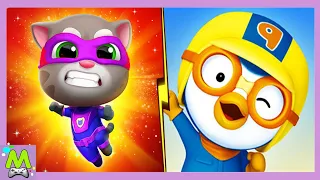 Talking Tom Hero Dash vs Pororo Penguin Run.Супергерои против Героя Мультиков.Какая Игра Круче