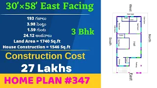 30'×58' East Facing 3Bhk House Design Ideas Vastu ||