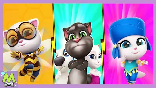 Talking Tom Hero Dash vs Talking Tom Bubble Shooter vs Talking Tom Gold Run.Бег против Головоломок