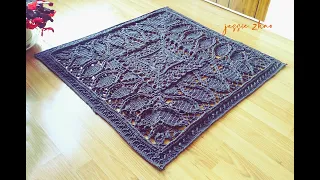 crochet home rug #93 square pattern/alfombra casera de ganchillo/かぎ針ホーム敷物/tapete de crochê para casa