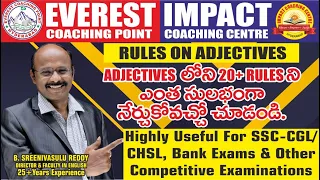 #ADJECTIVES-I for SSC-CGL/CHSL NRA CET 2021 & AP-TS SI/PC | Online Live Class-Sreenivasulu Reddy Sir