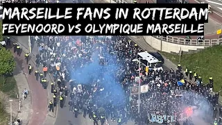 MARSEILLE FANS IN ROTTERDAM | Feyenoord vs Olympique Marseille | Corteo OM ultras |