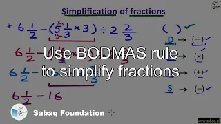 Use BODMAS rule to simplify fractions, Math Lecture | Sabaq.pk