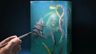 How To Make  Megalodon Shark VS Kraken Giant Octopus Diorama/Clay/Epoxy resin