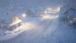 Intense Snowstorm Hit The Mountain Village at Night┇Wind Sound for Sleeping┇White Noise