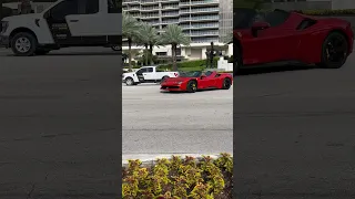 Ferrari SF90 Spider pulling into Bal Harbour Shops