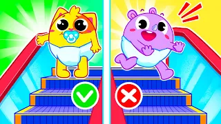 Safety Rules In The Escalator for Kids | Funny Songs For Baby & Nursery Rhymes by Toddler Zoo