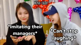 TWICE *exposing* their manager's habit whenever they are on VLIVE