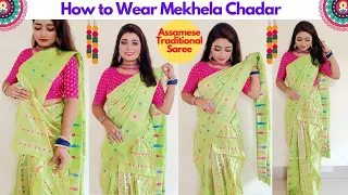 How to Wear Mekhela Sadar Perfectly | Draping Mekhla Chador Like Saree | Half Saree look in Fashion