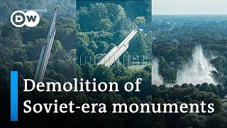 Latvia topples massive 79-meter Soviet-era monument | DW News