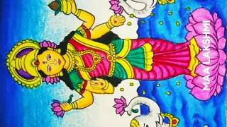 How to draw Maa Lakshmi easily for beginners /step by step drawing and colouring of maa Lakshmi