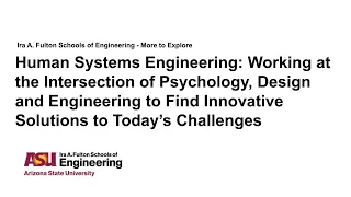 Human Systems Engineering: Integrating Psychology, Design and Engineering to Innovative Solutions