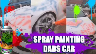 When you spray paint dads car PRANK