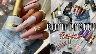 BORN PRETTY GEL POLISH REVIEW + EASY DESIGNER PRESS ON NAILS | Beginner Friendly Nail Tutorial