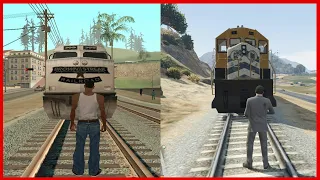 Gta v train vs Gta san andreas train | can you stop the train in gta 5 and Gta san andreas | xpota