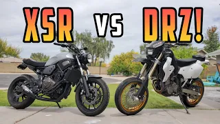 Which Is Better? Yamaha XSR vs Suzuki DRZ       --    (XSR700, MT07, FZ07 vs DRZ400SM Super Moto)