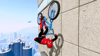 GTA 5 - Spiderman BMX Parkour Jumps Vol.3 (Euphoria Ragdolls)