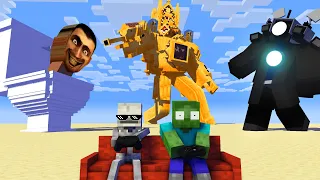 Monster School : SKIBIDI TOILET VS TITAN CLOCKMAN & Titan CAMERAMAN & SPEAKERMAN Minecraft Animation