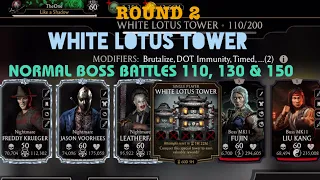 Normal White Lotus Tower Boss Battles 110, 130 & 150+Rewards| 2nd Round| MK Mobile Gaming