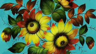 Paint Sunflowers. Oil Painting MasterClass | Мастер-класс по Жостовской росписи. Художник Гончарова