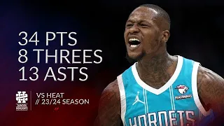 Terry Rozier 34 pts 8 threes 13 asts vs Heat 23/24 season