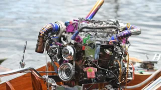 1000HP!! 100+PSI Boost Modifly Craft BIG BLOCK Engine Bi-Turbo Long-tail Thai River Boat