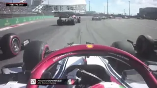 F1 2019 Russia Giovinazzi Crashes Into Ricciardo & Grosjean Onboard