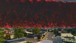 Giant Red Tsunami destroys Village | Cities Skylines Tsunami #83