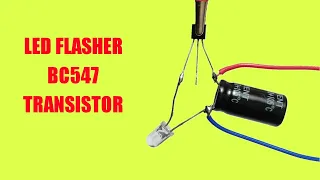 LED Flasher Circuit Using BC547 | The Simplest