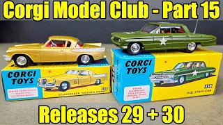 Corgi Model Club - Part 15 - Releases 29 + 30 - #211S Studebaker Golden Hawk + #358 H. Q. Staff Car