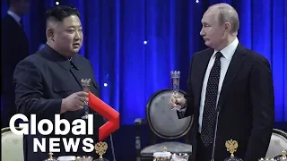 Kim Jong Un and Putin attend reception, toast to friendship after summit