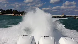 82 MPH run on a 39' Nor-tech with quad Mercury 400's, at the 2016 Miami boat show.