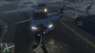 #GTA NPC throwing his girlfriend out because Franklin ran in front of their car.