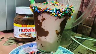 nutella milkshake | nutella banana milkshake recipe | chocolate milkshake recipe | by MHK