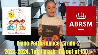 Ashley Martinez 9 years old. ABRSM Piano Performance Exam, Grade 2.
