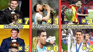 Messi vs Ronaldo Career All Trophies Comparison