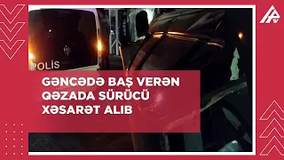 Gəncədə avtomobil aşaraq polis maşınına dəyib