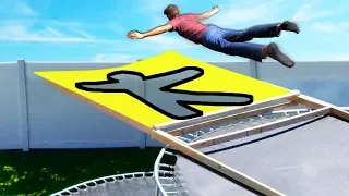 Jumping through Secret Shapes off our ROOF!! (Trampoline Park Challenge)