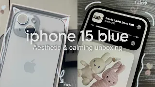  Iphone 15 blue 128gb UNBOXING 2024 🫧 | aesthetic & calming testing 🐟