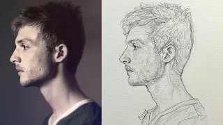 Create Striking Realistic Portraits: Loomis Method Tutorial in Pencil step by step .