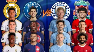 2024 Real Madrid PSG 🆚 2024 Manchester City Liverpool🔥Ultra teams comparison (Mbappe, Haaland, Salah