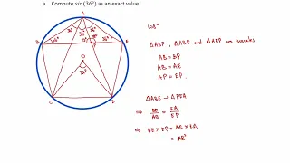 Computing sin(36°) with a pentagon (part a)